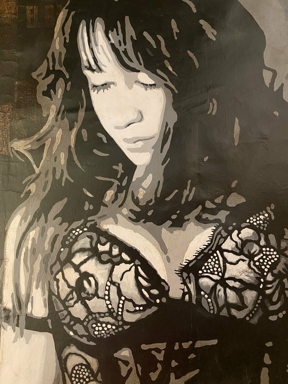 La obra, pintada a mano por Michel Acosta Pérez, muestra la destreza el autor en el manejo de las luces y las sombras, así como su capacidad como retratista para captar esos momentos de erotismo y seducción. DESEO 1