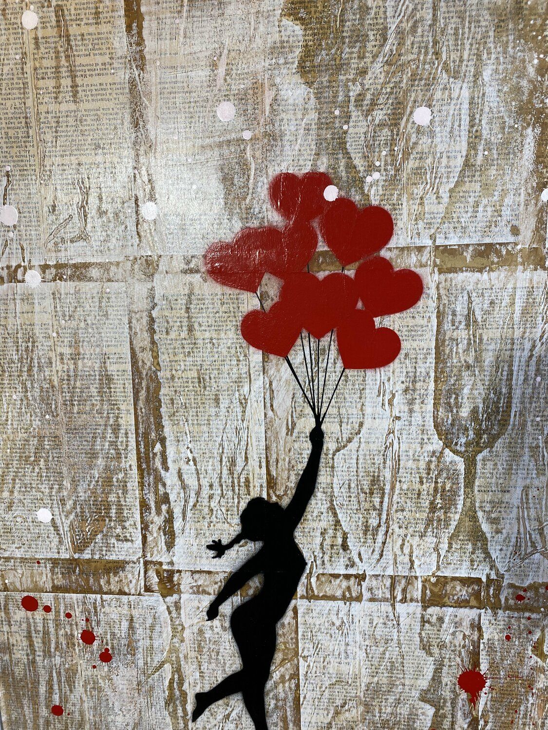 Obra original del artista cubano Michel Acosta Pérez, de estilo Pop, con una apropiación de la obra de Banksy Banksy update available (ALGO MAS QUE UN JUGUETE) 2