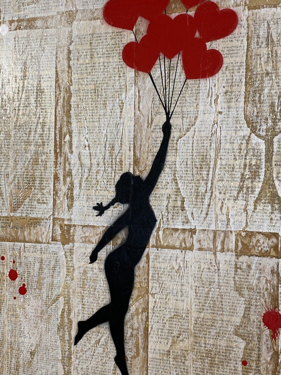 Obra original del artista cubano Michel Acosta Pérez, de estilo Pop, con una apropiación de la obra de Banksy Banksy update available (ALGO MAS QUE UN JUGUETE) 2