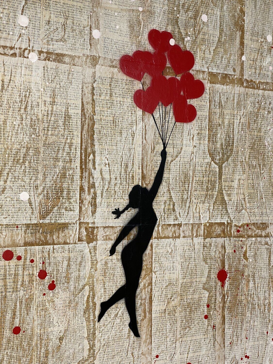 Obra original del artista cubano Michel Acosta Pérez, de estilo Pop, con una apropiación de la obra de Banksy Banksy update available (ALGO MAS QUE UN JUGUETE) 2