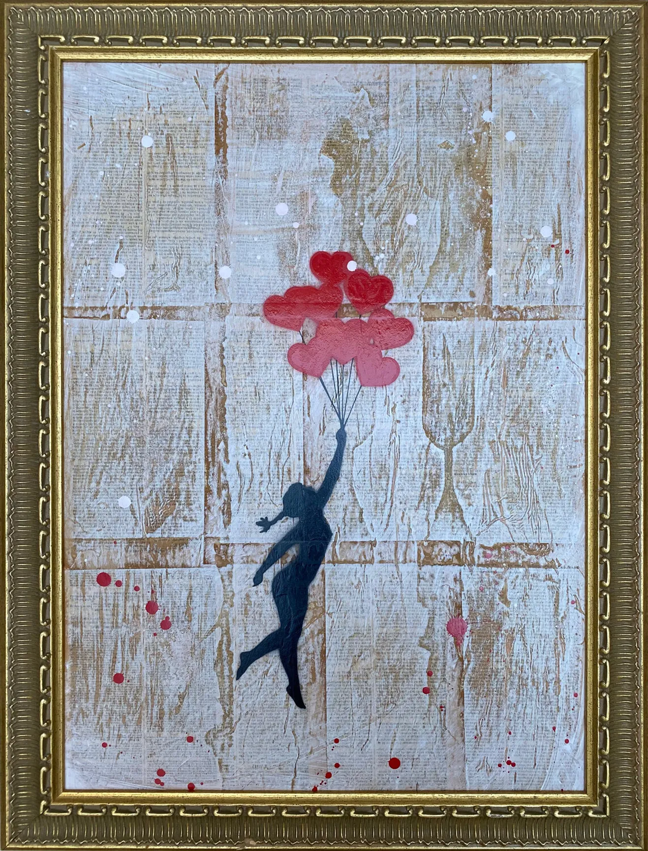 Obra original del artista cubano Michel Acosta Pérez, de estilo Pop, con una apropiación de la obra de Banksy Banksy update available (ALGO MAS QUE UN JUGUETE) 2